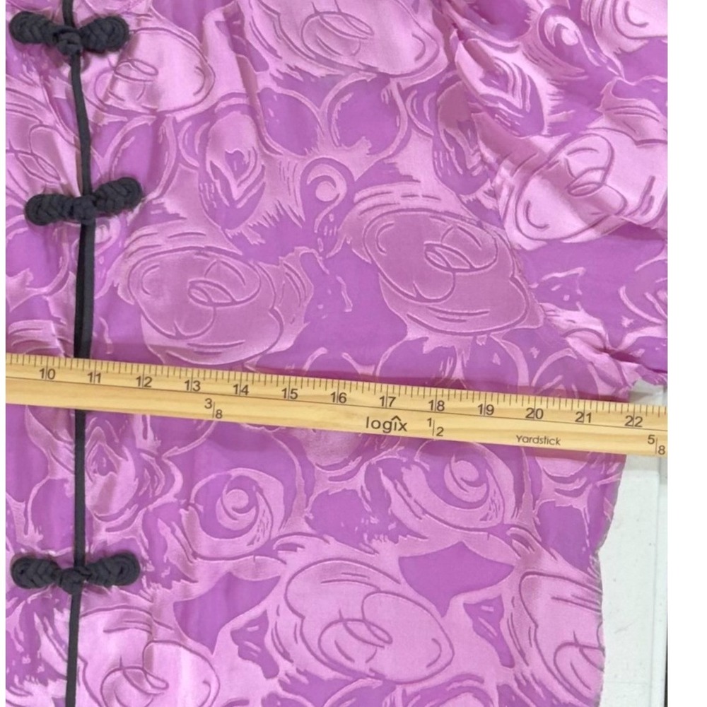 Bob Mackie Wearable Art Large Purple Silk Blend Floral Burnout Sheer Tunic - Picture 3 of 10